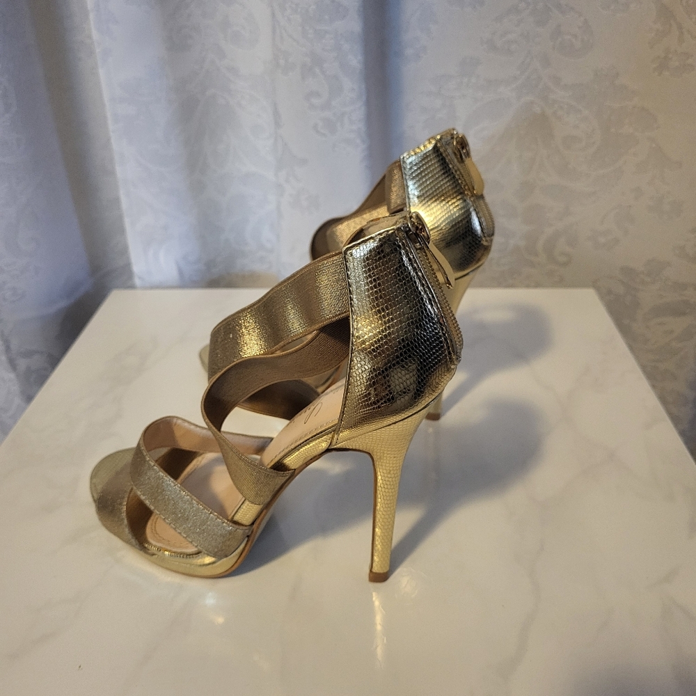 Lauren Lorraine Stiletto Evening Women High Heels Shoes, Size 8, Gold, Party - Picture 7 of 15